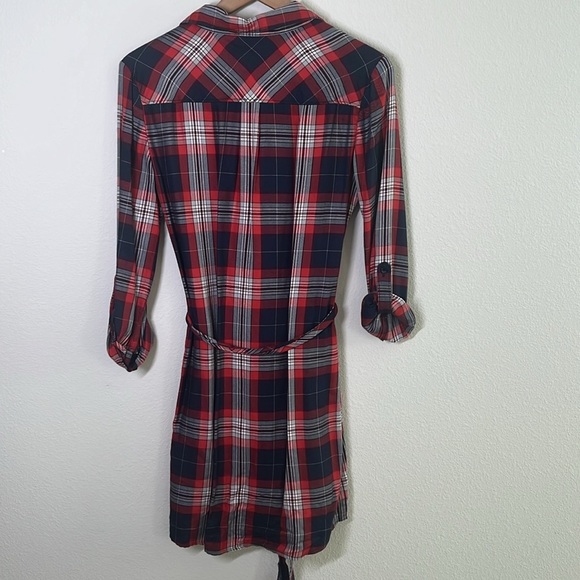 Banana Republic Plaid Shirt Dress Red Navy White Size 2 - Picture 7 of 8